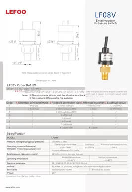 Компактный вакуумный реле давления LF08V