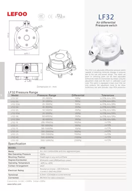Переключатель дифференциального давления воздуха HVAC LF32