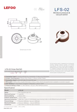 Миниатюрный переключатель давления и вакуума LFS-02