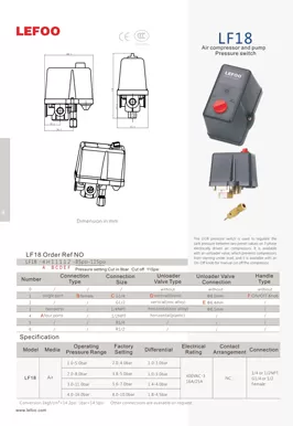 Трехфазный воздушный компрессор & Водяной насос реле давления LF18